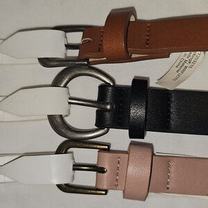 Time And Tru S/M Skinny Belts Blush, Black, Cognac Brown New